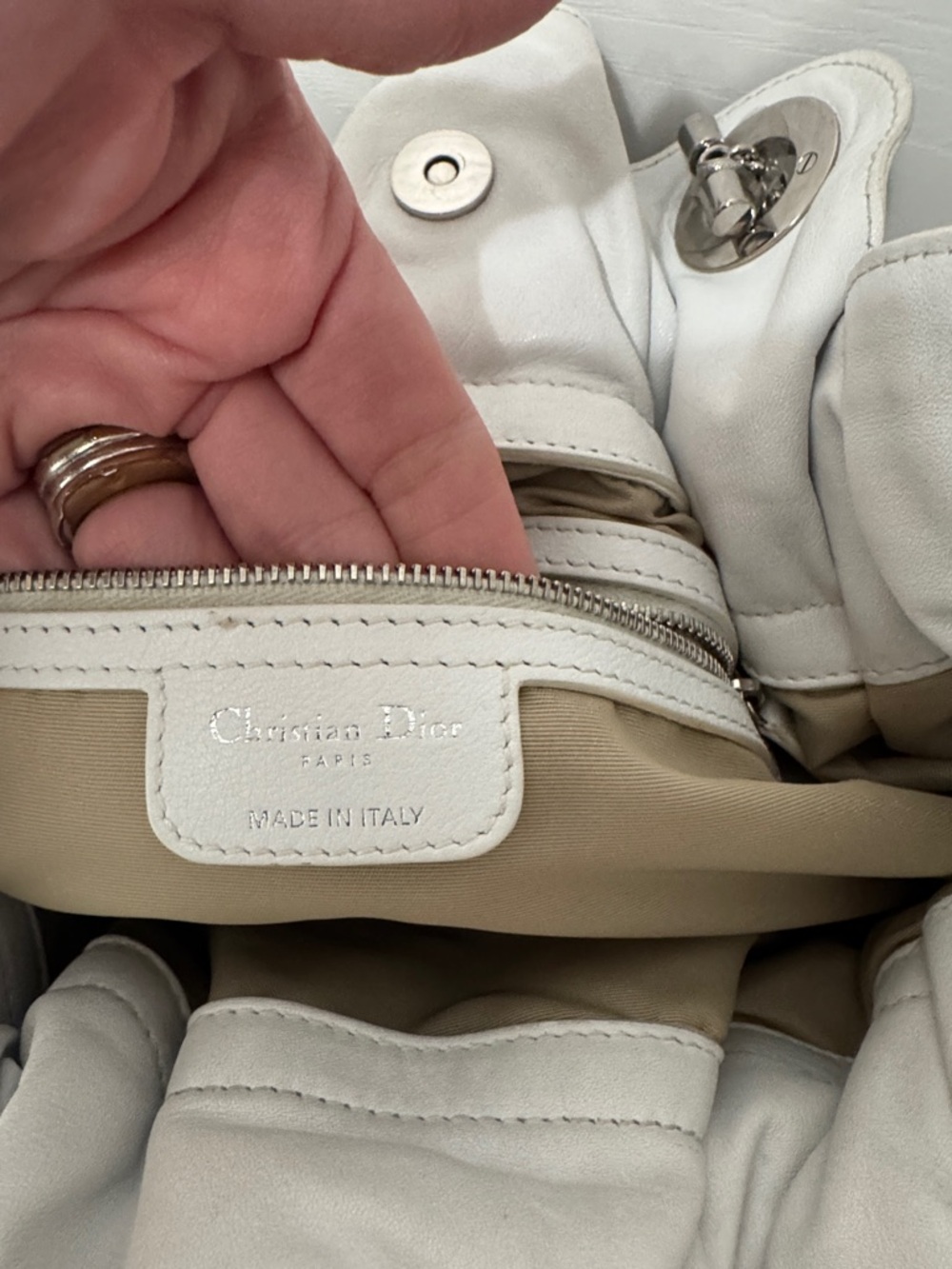 Dior La Trente Leather rufffle Shoulder Bag w/ silver Chain Handles w COA in EUC - Picture 16 of 17